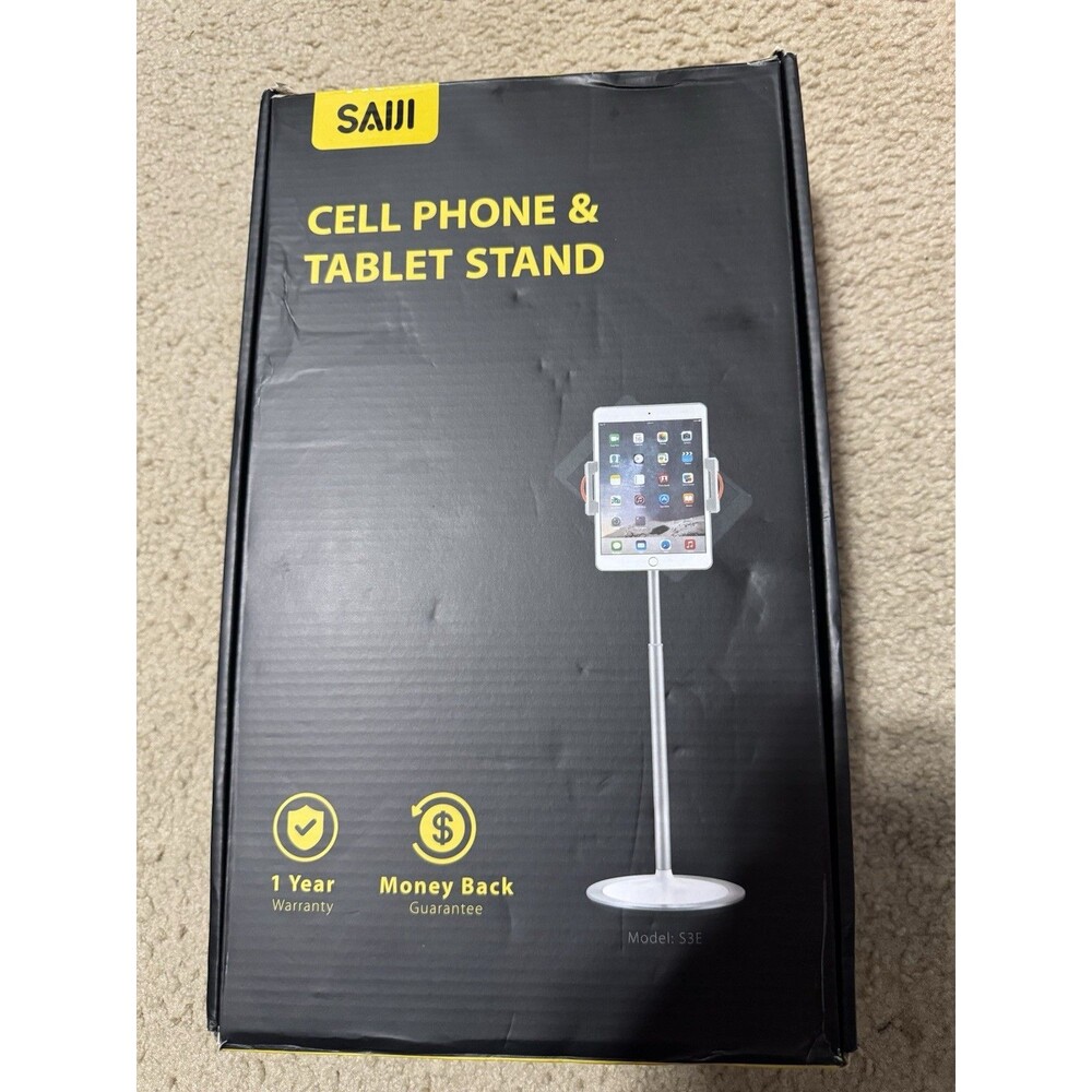 SAIJI Cell Phone/Tablet Holder/Stand ~ Silver; Adjustable; Brand New Model S3E